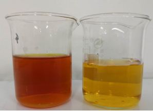 The left image shows raw water, and the right image shows adsorbed effluent The left image shows raw water, and the right image shows adsorbed effluent