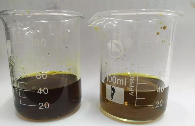 Comparison of nickel containing wastewater raw water and effluent (raw water 1700mg/L, effluent ≤ 0.1mg/L) Comparison of nickel containing wastewater raw water and effluent (raw water 1700mg/L, effluent ≤ 0.1mg/L)