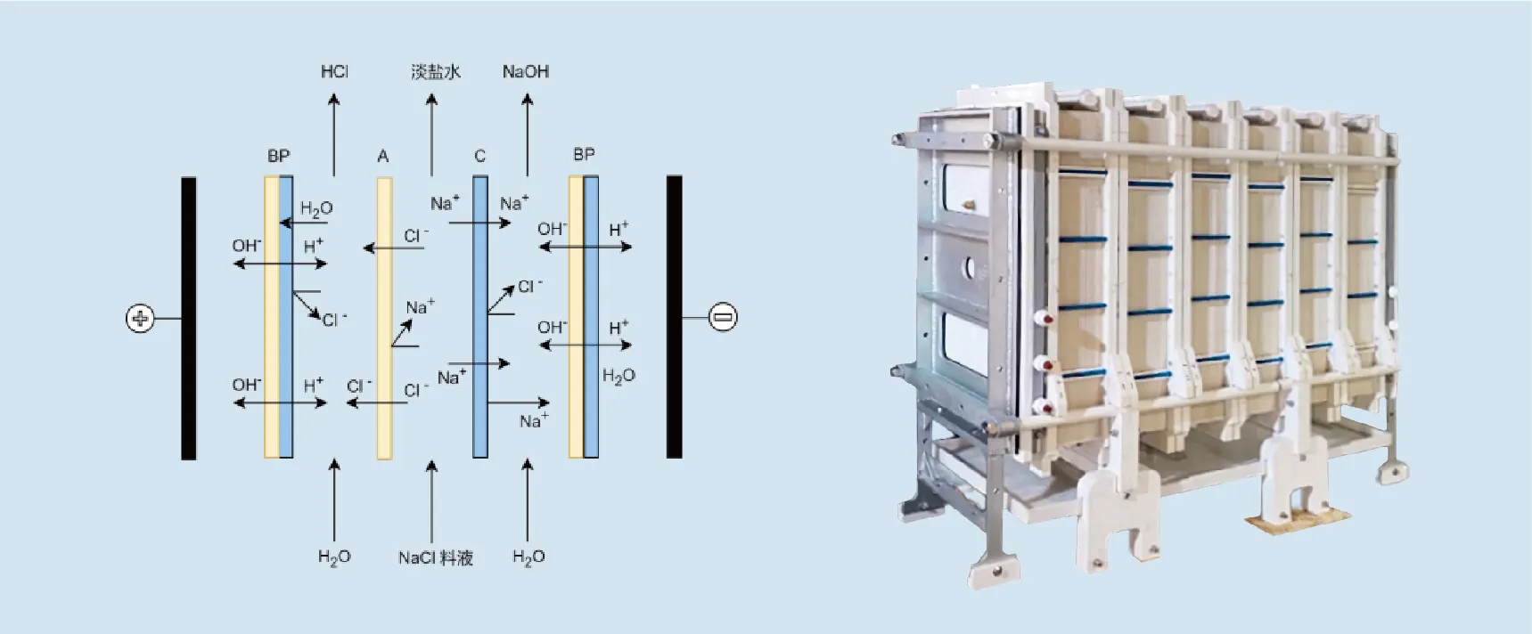 Bipolar membrane electrodialysis system schematic diagram